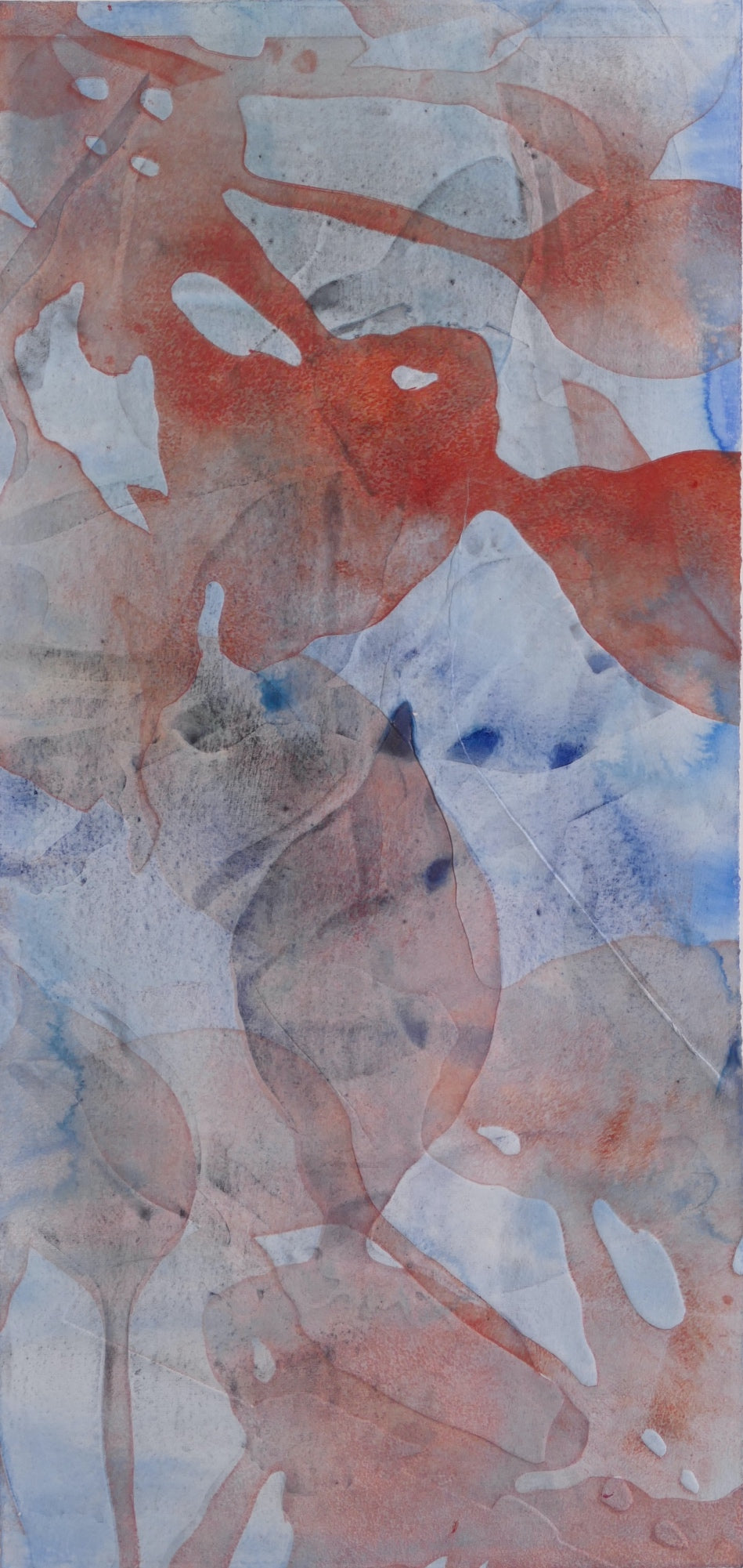 Puddles, Traces and Pieces, Blau -Rot, ca. 80 x 30 cm