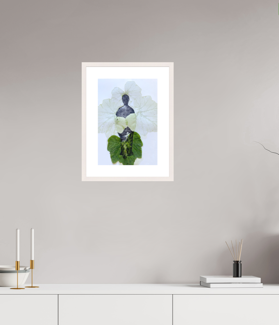 Human, Huflattich, Frühlingsblüher, Pflanzen als wahre Grundlage des Lebens, Weisser Ahorn Rahmen